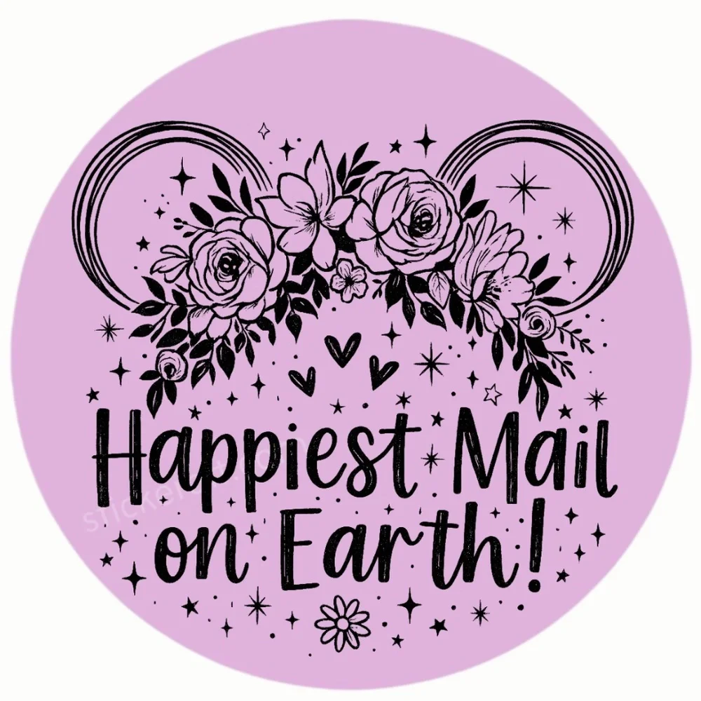 Happiest Mail on Earth Sticker 2” | Cute DISNEY Label | Small Biz Packaging